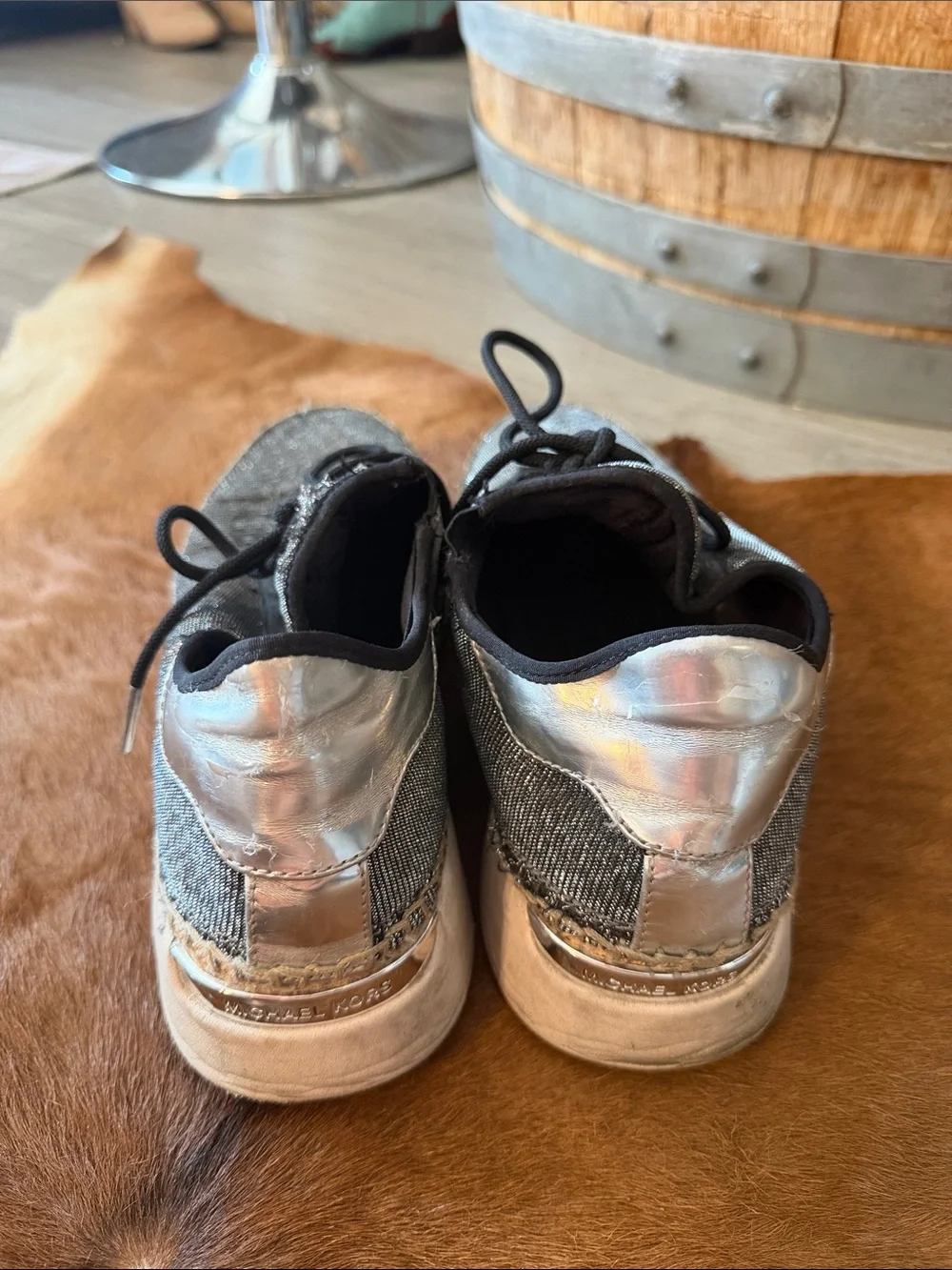 $165 Michael Kors Finch Espadrille Gunmetal Sneakers – Size 9 | Casual Chic